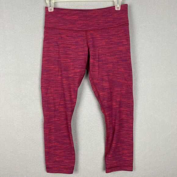 Lululemon Leggings Size 4 Cropped Capri Stretch Gym Run Workout Maroon - Picture 1 of 8